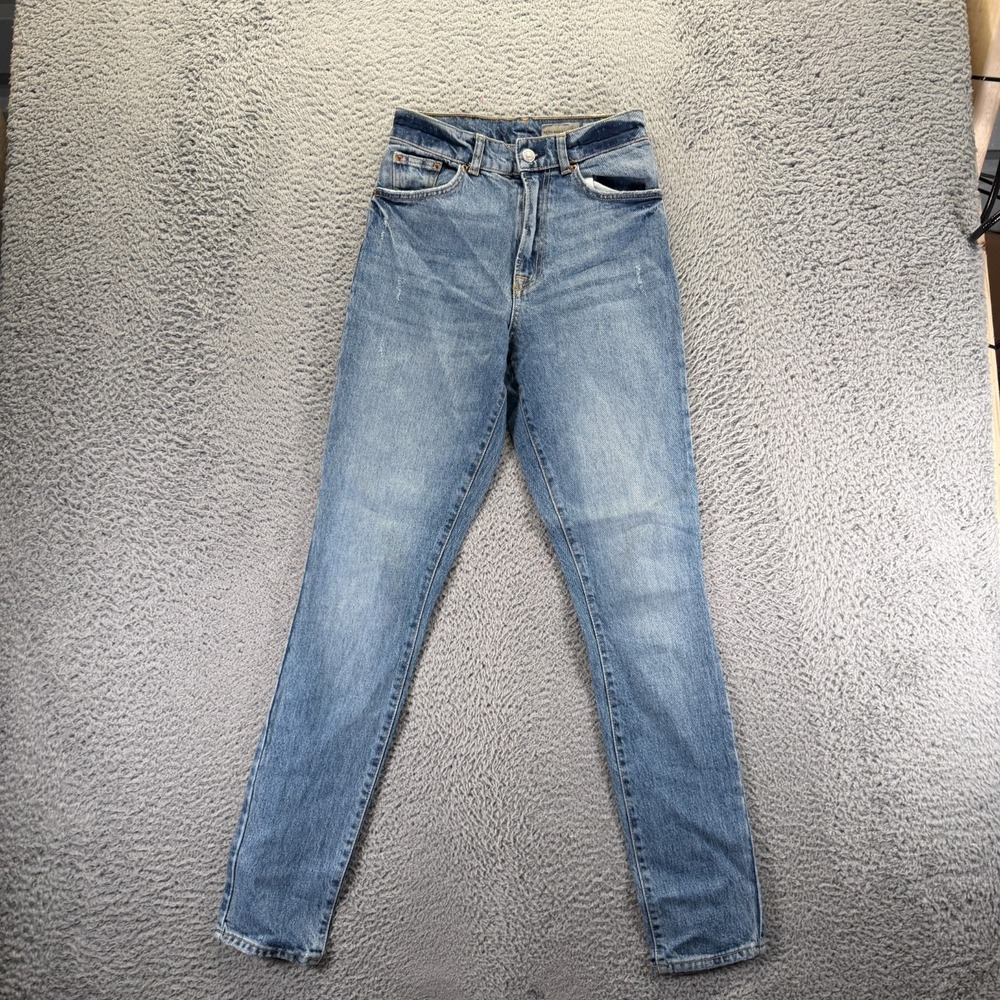 Vero Moda Jeans Womens 26x32 Blue Cotton Denim Tapered Slim Fit Faded Workwear